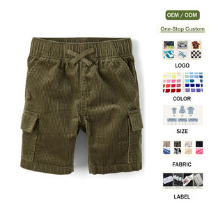 Shorts cargo unisexes pour enfants en velours côtelé, personnalisables avec broderie, décontractés, pour l'été et la plage, pour tout-petits garçons, taille élastique, amples avec poches - Product Image 1