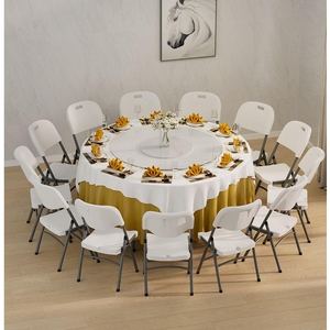 <span class=keywords><strong>Table</strong></span> ronde <span class=keywords><strong>pliante</strong></span> robuste en HDPE <span class=keywords><strong>de</strong></span> 65 pouces avec structure en acier <span class=keywords><strong>de</strong></span> 5 pieds pour la restauration en plein air, les mariages, les banquets et les fêtes - Product Image 6