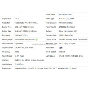 แผงจอ LCD WXGA TFT 1280*768 WXGA ขนาด10.6นิ้วของแท้สำหรับ NL12876AC18-03อุปกรณ์ทางการแพทย์ยานยนต์ - Product Image 6