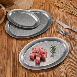 Plato ovalado de acero inoxidable, plato bajo para café, té, restaurante, fiestas. - Product Image 2