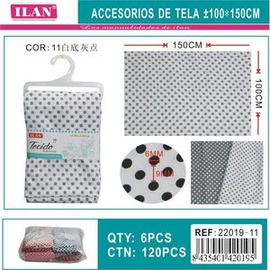 Tessuto a pois Ilan 100x150cm con pois grigi per artigianato e cucito - Product Image 1