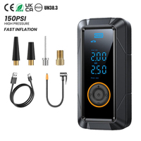 Gonfleur de pneus de voiture portable 150 PSI, pompe à air électrique avec lumière LED pour voiture, vélo et moto