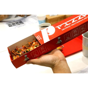 Boîte à pizza coulissante rectangulaire de 25 cm pour une seule part, avec logo personnalisé, écologique, pour emporter, emballage pour restauration rapide - Product Image 2