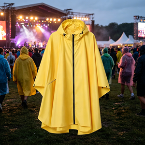 Fashion Yellow <strong>Poncho</strong> Raincoat <strong>Waterproof</strong> Portable Hooded Rain Cape <strong>for</strong> Outdoor Hiking <strong>Festival</strong> - Product Image 5