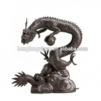 Fontaine d'eau Dragon chinois, en métal Bronze,