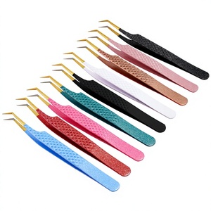 Pince à cils à pointe de fibre personnalisée Extensions de cils incurvés pince à épiler 45 pince à cils à 90 degrés Outils d'isolation du volume à pointe pointue - Product Image 1