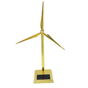 卸売光沢ゴールドソーラー風車風力エネルギー型ロゴカスタム金属工芸品を受け入れる