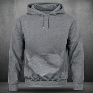 Sweat-shirt à capuche pour homme, coupe classique, gris uni, en coton French Terry, décontracté, pour l'automne, avec poche, pull tricoté - Product Image 4