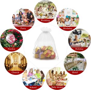 Sacs en organza en gros pour bijoux, sacs en organza personnalisés avec logo, sacs à cordon pour cadeaux, sacs en organza pour décoration de mariage - Product Image 2