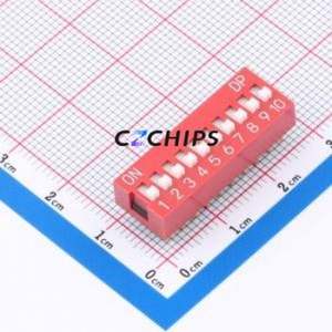 KH-BM2.54-10P DIP Switch Through hole Component (THT) Switch Flat Toggle, Raised Type 10 PC Pin 2.54mm - Product Image 1