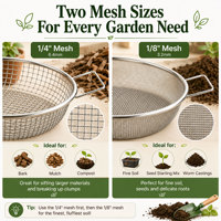 Tamis à terre robuste, lot de 2, tamis à compost de jardin avec écran en fil métallique durable pour la séparation de la terre, du sable et des roches
