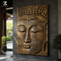 Sculpture en relief de Bouddha en bronze, artisanat métallique, art religieux mural, décoration de temple et d'hôtel, fabrication artisanale, sur mesure, directement de l'usine