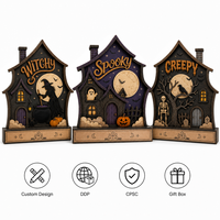 Figurine d'Halloween personnalisée en contreplaqué peuplier découpée au laser pour maison hantée, vente en gros, décoration effrayante, conforme CPSC, DDP