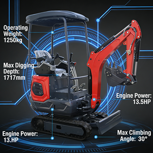 מיני מחפר 1.2 טון 12Q זחלי עם צג LED, אופציית מסילות פלדה, מנוע KOOP, תיבת הילוכים מיובאת, לשימוש ביתי ולגינון - Product Image 2