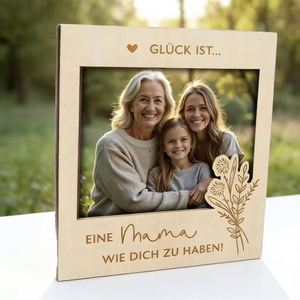 Cadre photo magnétique en bois naturel écologique pour mini-réfrigérateur, artisanat pour la fête des Mères, cadeau commémoratif de grossesse et de naissance - Product Image 1