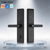 Serrure de porte intelligente UIELOCK D1-9 Tuya WiFi pour application, empreinte digitale, mot de passe, carte RFID, clé, mot de passe temporaire, Grade C, Bois, Cloud