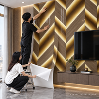 Papier peint marron doré à motif chevron en bois, 2,3 mm PET IXPE Foam, feuilles de 60x90 cm pour murs décoratifs de chambre