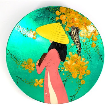 Round large size natural lacquer plates cheap price best sell custom logo Vietnam lacquered plate