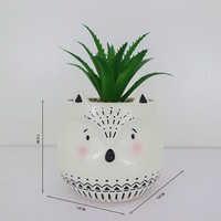 Mini Pot de fleurs en céramique pour l'extérieur, imprimé Animal, mignon, blanc, jardinière, pour la vente en gros, 3 pièces