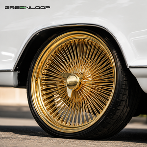 Cerchi in Lega Premium Greenloop Personalizzati a Razze Incrociate da 20, 22, 24 Pollici con Centro Dorato per <span class=keywords><strong>Auto</strong></span> Classiche e Lowrider - Product Image 4
