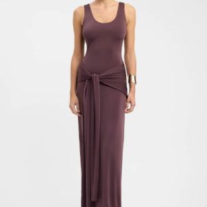 Vestido Largo Elegante de Crepé para Mujer con Espalda Descubierta y Nudo Frontal, Estilo Boho Chic, Vestido de Noche Maxi - Product Image 1