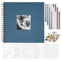Album de scrapbooking rétro noir de 8 pouces en gros avec couverture en tissu de lin, reliure spirale, design artisanal écologique