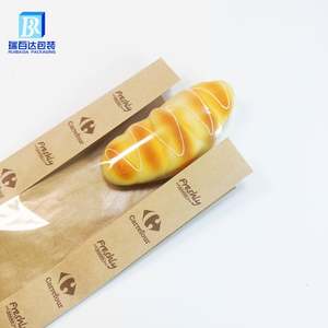 Sacs à pain longs personnalisés imprimés, sacs à baguette marron en papier kraft pour boulangerie française avec fenêtre - Product Image 4