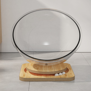 Cama para Gatos <span class=keywords><strong>de</strong></span> Acrílico Transparente, Diseño <span class=keywords><strong>de</strong></span> Cápsula Espacial, con Base Giratoria <span class=keywords><strong>de</strong></span> Madera Sólida, Desmontable y Lavable, para las Cuatro Estaciones - Product Image 1