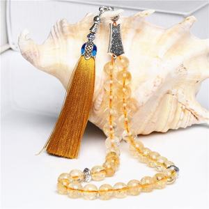 Regalo musulmano Puro Naturale Citrino Pietra Islamico di Preghiera Perline Rosario Tesbih Allah Sibha Masbaha <span class=keywords><strong>Tasbih</strong></span> - Product Image 3
