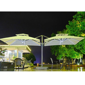 Sombrilla Romana de Doble Cabezal Única, Personalizable para Patio Exterior, Parasol de Aluminio de 3x3m con Luz LED para Restaurante - Product Image 1