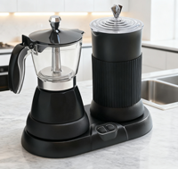 Nouvelle conception de machine à café expresso colorée et ensemble de mousseur à lait, machine à café, mousseur à lait électrique