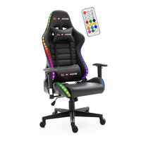 Chaise de jeu PC moderne de haute qualité en cuir PU pivotante avec éclairage LED RVB