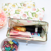 Logo Kustom 6 Inci Kantong Koin Lucu Dompet Wanita Kunci Tas Kosmetik Gesper Tas Clutch Tas Lipstik Penutupan Snap