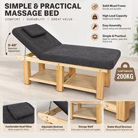 Table de massage professionnelle en gros avec dossier réglable, coussin épais de 10 cm, lit de spa en bois massif pour spa et salon