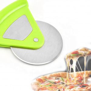 Stainless Steel <b>Plastic</b> Handle Pizza Cutter With Protective Cover and Single <b>Wheel</b> for Baking Tools - Product Image 2