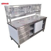 Table de travail en acier inoxydable, meuble de cuisine moderne, meuble de Restaurant, préfabriquée, avec accessoires pour tiroirs et armoires