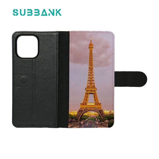 Subbank New Sublimation Flip Leather Phone Wallet Case for iPhone 13 Pro Max Blank Plastic Case for Custom Sublimation Artwork