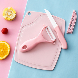Ensemble de couteaux à fruits imitation céramique (3 pièces), planche à découper, couteau à fruits et légumes (3 pièces), nourriture pour bébé - Product Image 1
