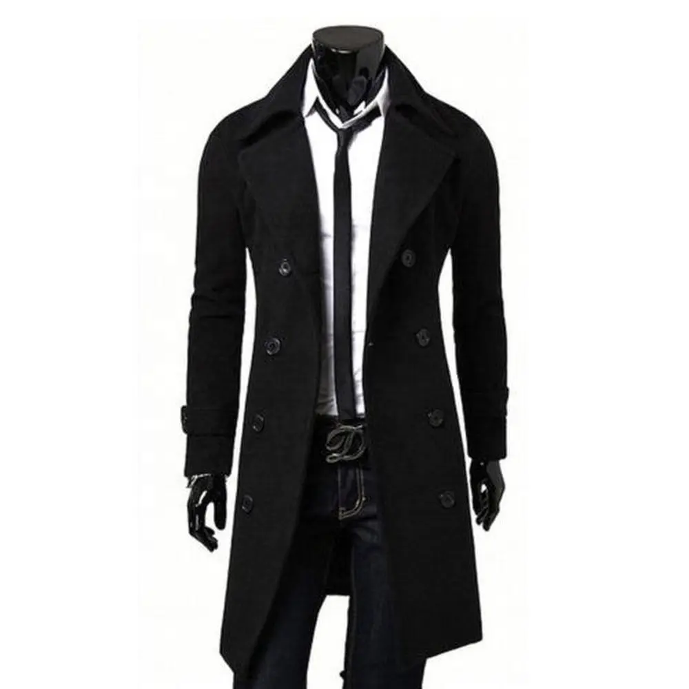 Mens Trench Coat Autumn Casual Slim Fit Winter Warm Double Breasted Long Jacket Coats