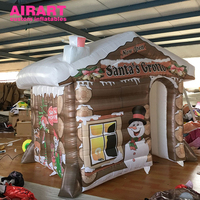 Cabane gonflable de Noël durable en PVC, Grotte du Père Noël gonflable en forme de cube, Pavillon de repos pour événements festifs en extérieur