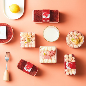 Caja grande de terciopelo rojo para pastel de Mousse, caja de plástico transparente personalizada para postres, embalaje de regalo, venta al por mayor - Product Image 6
