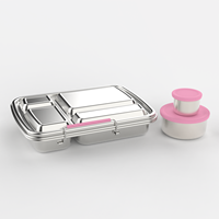 Aohea Boîte à bento isolée en acier inoxydable 304 ergonomique à l'échelle du palmier pour enfants avec sauce tasse à soupe Boîte à lunch de qualité alimentaire