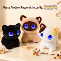 Jouet en peluche chat IA rechargeable 1000 mAh avec yeux LED émotionnels, chat vocal, capteur tactile, application Tuya Smart, cadeau