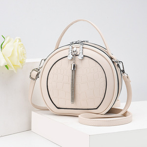 2025 New Fashion Round Shape <strong>Bags</strong> for <strong>Women</strong> Luxury Tassel Zipper Crossbody <strong>Bags</strong> PU <strong>Leather</strong> Circular <strong>Handbag</strong> - Product Image 1