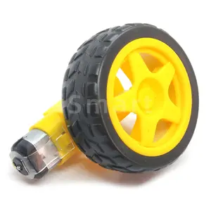 1pcs TT מנוע + 1pcs 65mm גלגל DC3V-6V 130 הילוך מנוע עם גלגל לרכב חכם רובוט TT מנוע 3V-6V