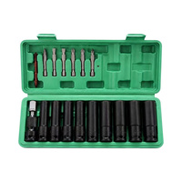 SANEITE – Kit d'outils 18 pièces avec douilles profondes de 78 mm et embouts de tournevis en acier CR-V, étui rigide pour réparation automobile et bricolage intensif