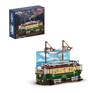 Blocchi da Costruzione <span class=keywords><strong>Tram</strong></span> Retrò con Vista Mare, Batteria Ricaricabile e Striscia Luminosa, Modellino Ferroviario Vintage per Arredamento Casa, Regalo di Compleanno - Product Image 1