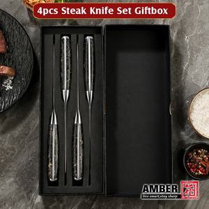 <span class=keywords><strong>Couteau</strong></span> de Boucher, Hachoir, à Découper la Viande, à Pain, à Désosser, à Fruits Santoku et <span class=keywords><strong>Couteau</strong></span> de Chef en Acier Damas VG10 avec Manche Ambre et Support Magnétique - Product Image 2