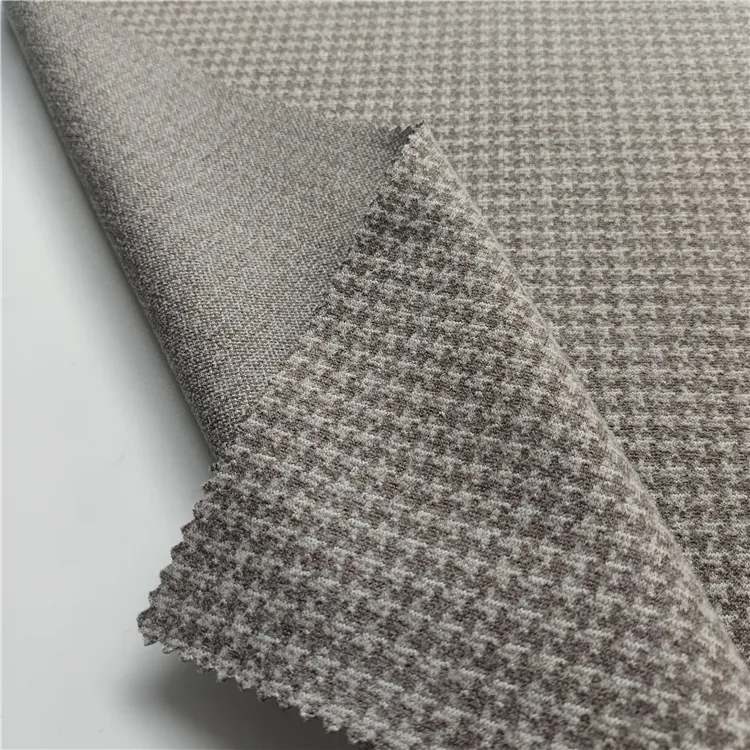 100% polyester knit jacquard fabric houndstooth double brush knit fabric for coat suit jacket garment