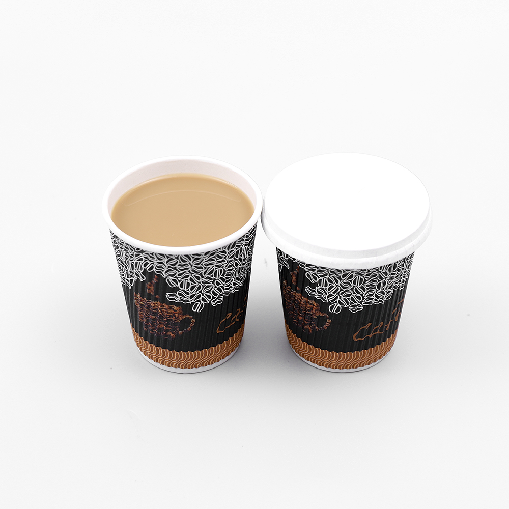 8OZ Disposable Paper Packaging Custom Ripple Wall Paper Cups